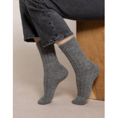 BLEU FORÊT BLEU FORET CHAUSSETTE LAINE ALPAGA A COTES 6570 GRIS FLANELLE