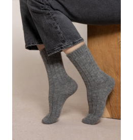 BLEU FORÊT BLEU FORET CHAUSSETTE LAINE ALPAGA A COTES 6570 GRIS FLANELLE