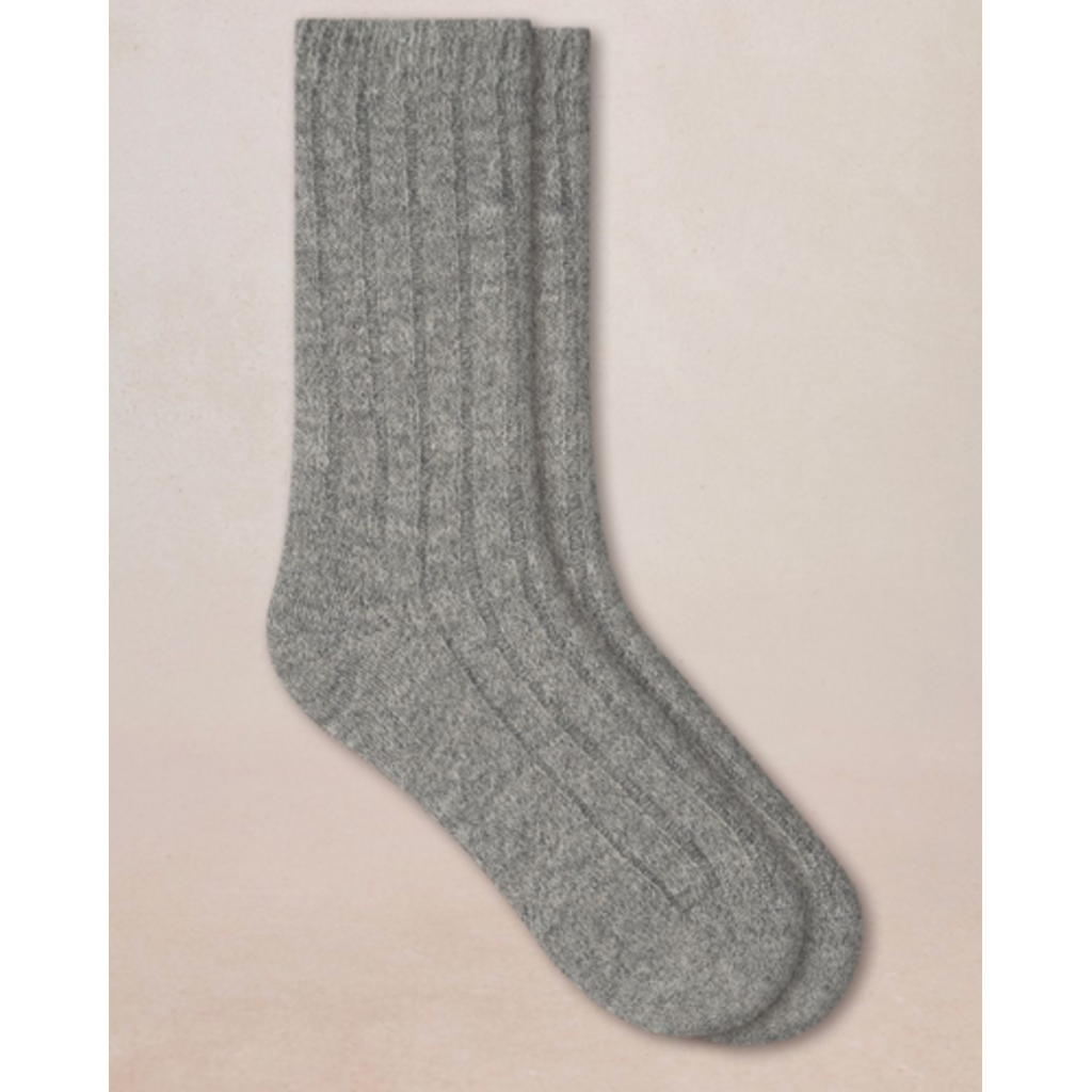 BLEU FORÊT BLEU FORET CHAUSSETTE LAINE ALPAGA A COTES 6570 GRIS FLANELLE