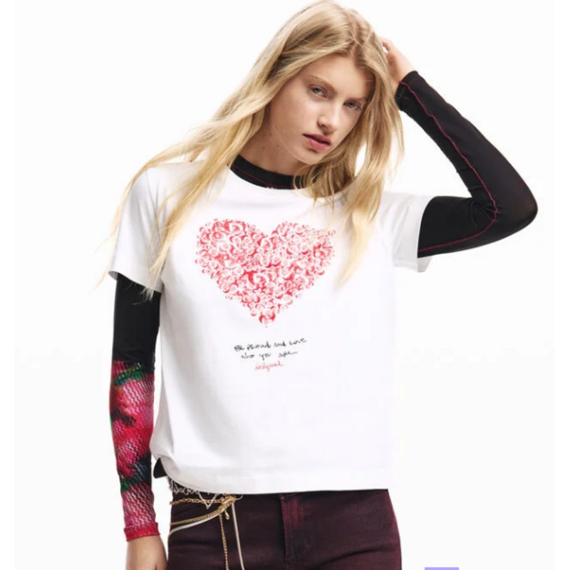 DESIGUAL DESIGUAL 26E TSHIRT COR COEUR BLANC