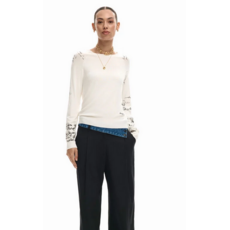 DESIGUAL DESIGUAL 26E TOP MARQUETTE CALLIGRAPHIE CREME