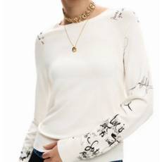 DESIGUAL DESIGUAL 26E TOP MARQUETTE CALLIGRAPHIE CREME