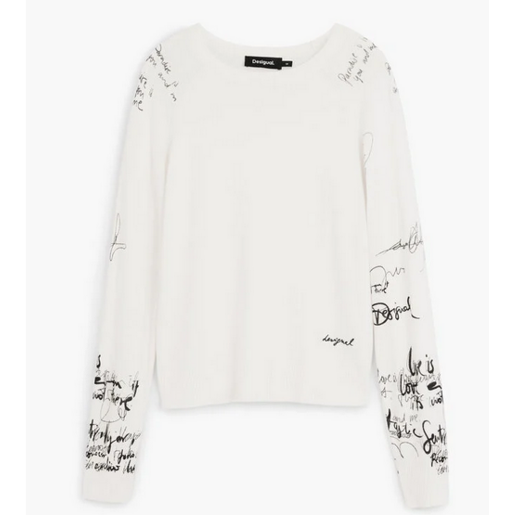 DESIGUAL DESIGUAL 26E TOP MARQUETTE CALLIGRAPHIE CREME