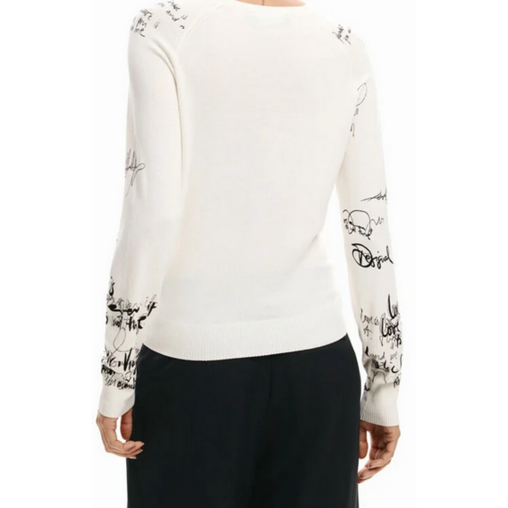 DESIGUAL DESIGUAL 26E TOP MARQUETTE CALLIGRAPHIE CREME