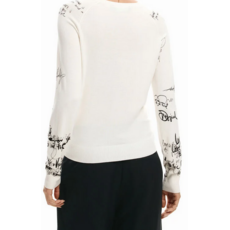 DESIGUAL DESIGUAL 26E TOP MARQUETTE CALLIGRAPHIE SUR MANCHES CREME