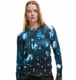 DESIGUAL DESIGUAL 26E TOP FARGO FLEURS BLEU/NOIR