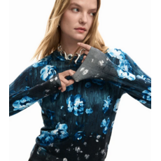 DESIGUAL DESIGUAL 26E TOP FARGO FLEURS BLEU/NOIR