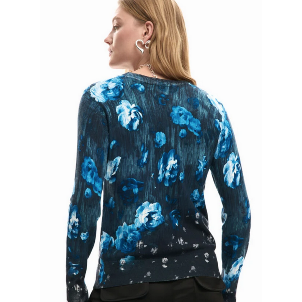 DESIGUAL DESIGUAL 26E TOP FARGO FLEURS BLEU/NOIR