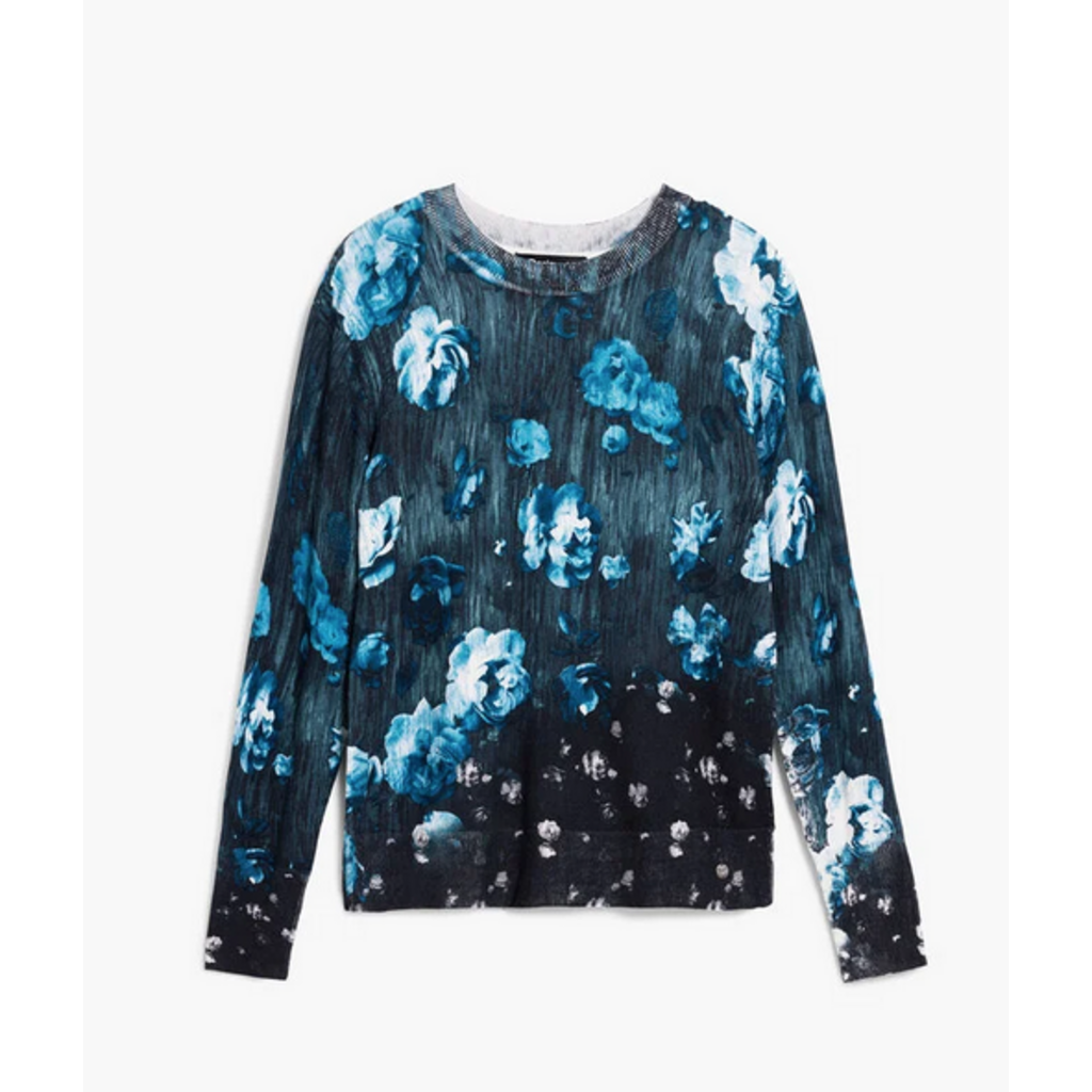 DESIGUAL DESIGUAL 26E TOP FARGO FLEURS BLEU/NOIR