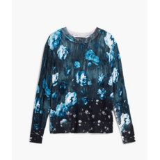 DESIGUAL DESIGUAL 26E TOP FARGO FLEURS BLEU/NOIR
