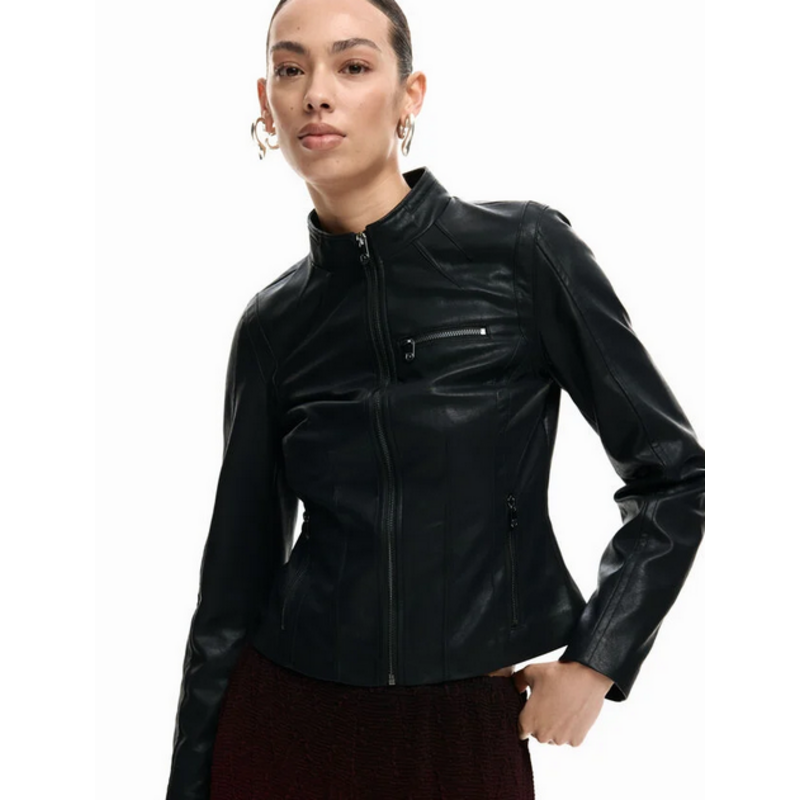 DESIGUAL DESIGUAL 26E JACKET DANNY FAUX CUIR ZIPS NOIR