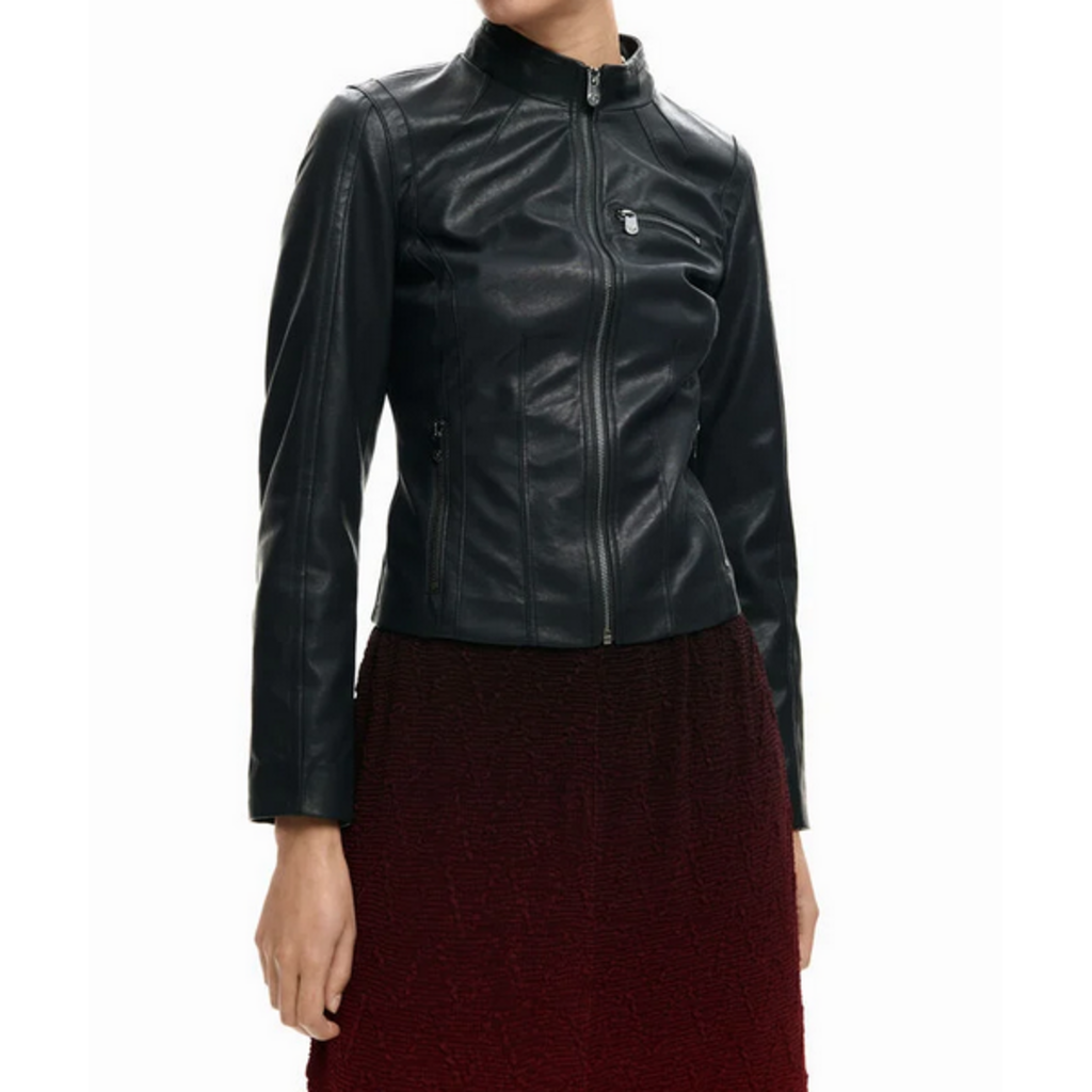 DESIGUAL DESIGUAL 26E JACKET DANNY FAUX CUIR ZIPS NOIR