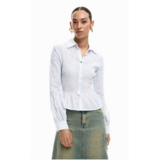 DESIGUAL DESIGUAL 26E CHEMISE MURI BAS A VOLANTS TEXTURE BLEU/BLANC