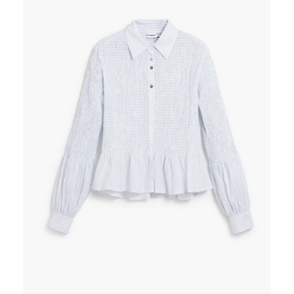 DESIGUAL DESIGUAL 26E CHEMISE MURI BAS A VOLANTS BLEU/BLANC