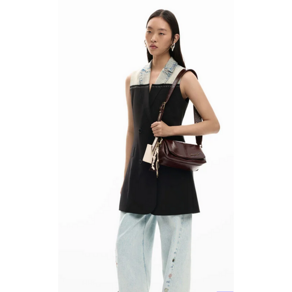 DESIGUAL DESIGUAL 26E VESTE LONGUE POTTER S MANCHE JEAN/NOIR