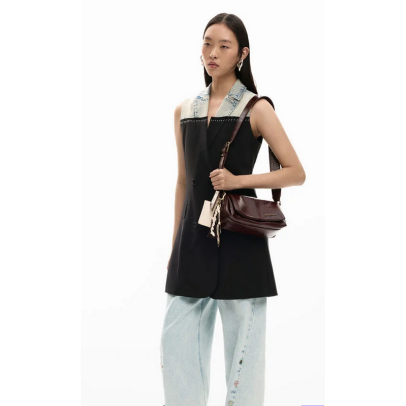 DESIGUAL DESIGUAL 26E VESTE LONGUE POTTER S MANCHE JEAN/NOIR