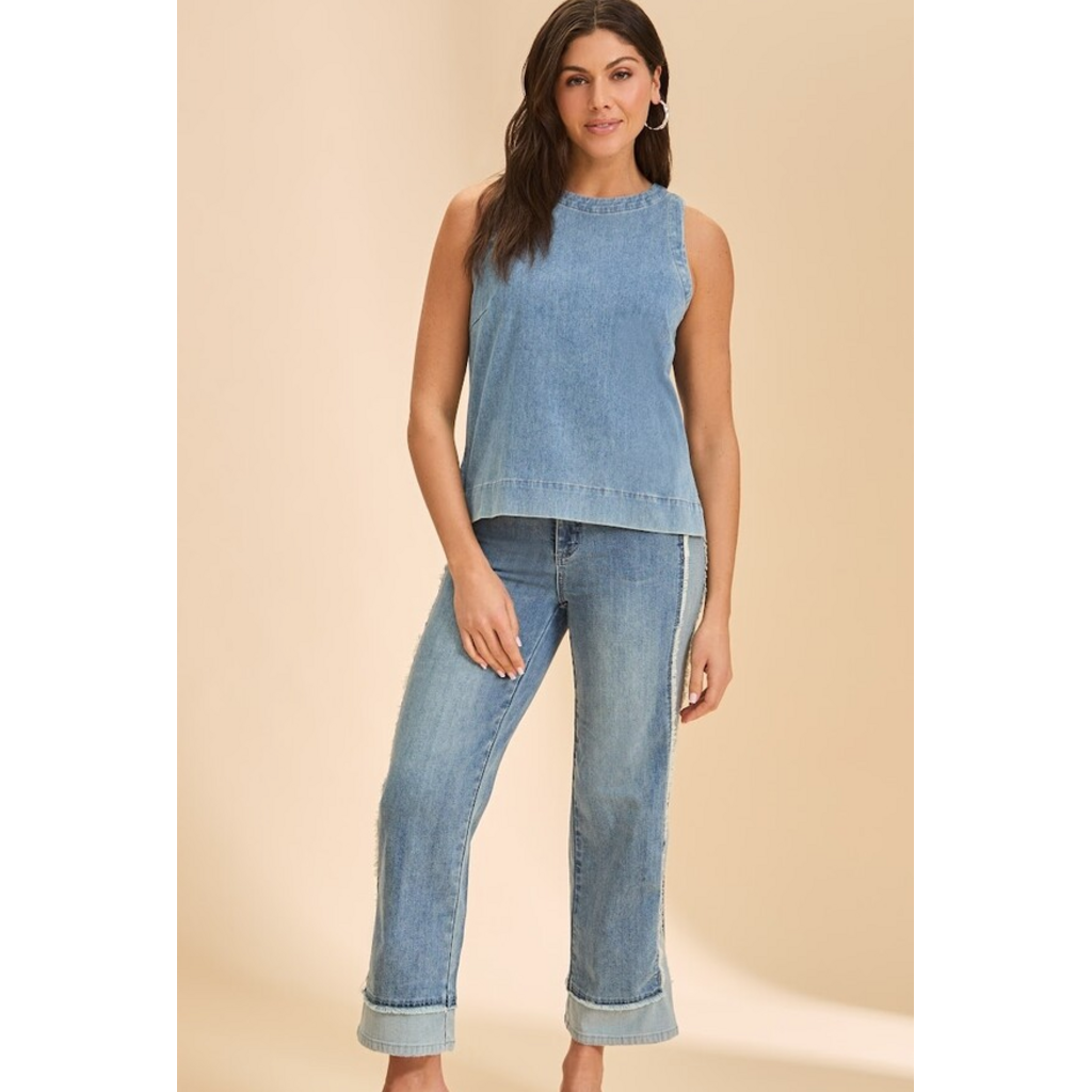 FDJ FDJ 26E 7288131 TOP S MANCHE LIGHT DENIM