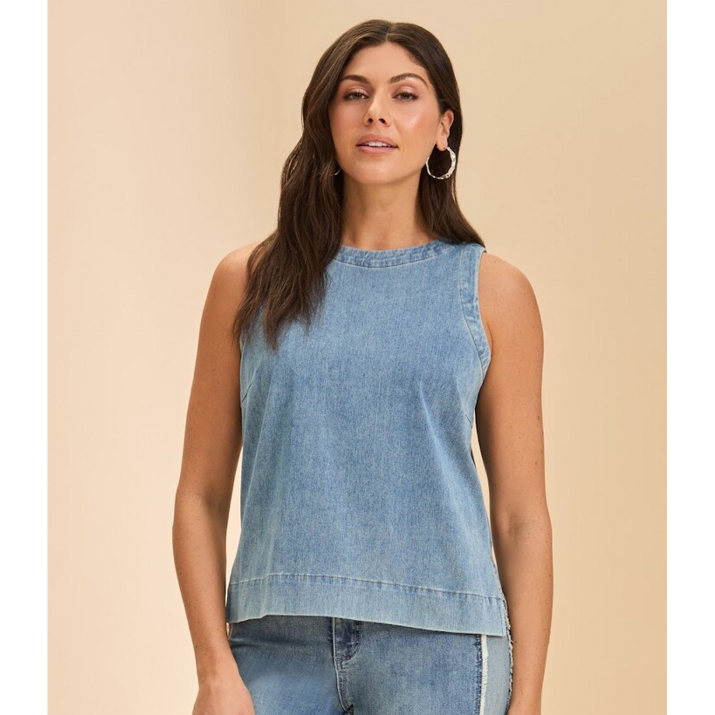 FDJ FDJ 26E 7288131 TOP S MANCHE LIGHT DENIM