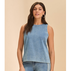 FDJ FDJ 26E 7288131 TOP S MANCHE LIGHT DENIM