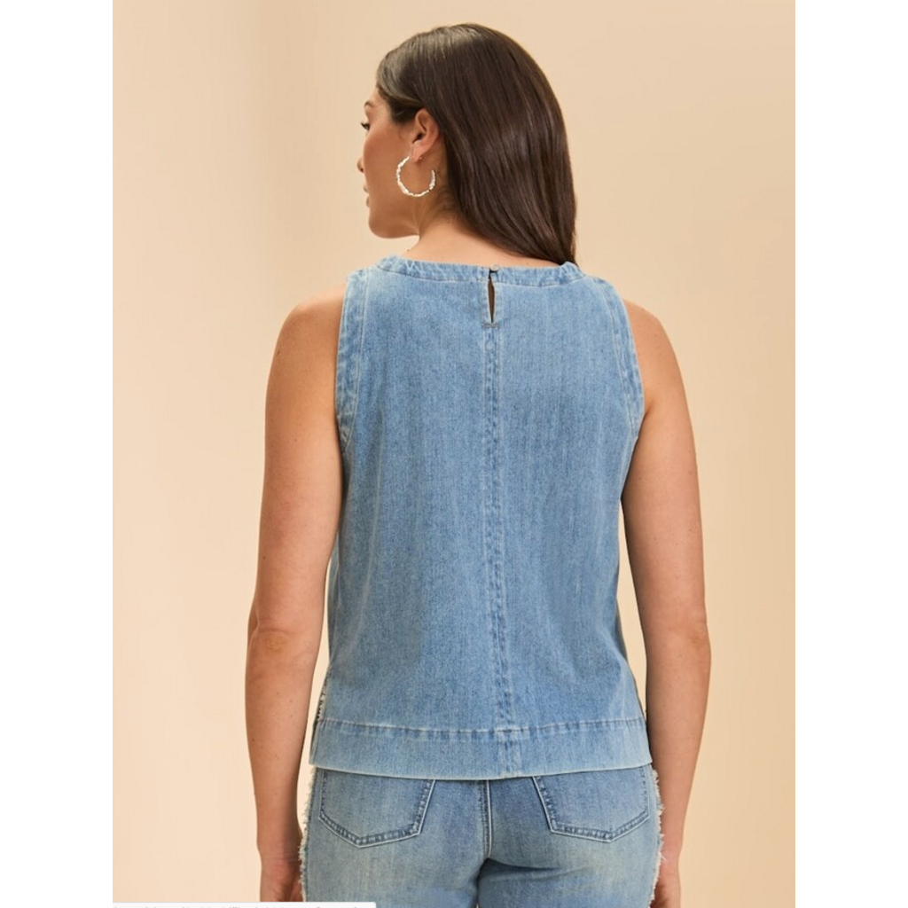 FDJ FDJ 26E 7288131 TOP S MANCHE LIGHT DENIM