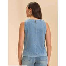 FDJ FDJ 26E 7288131 TOP S MANCHE LIGHT DENIM