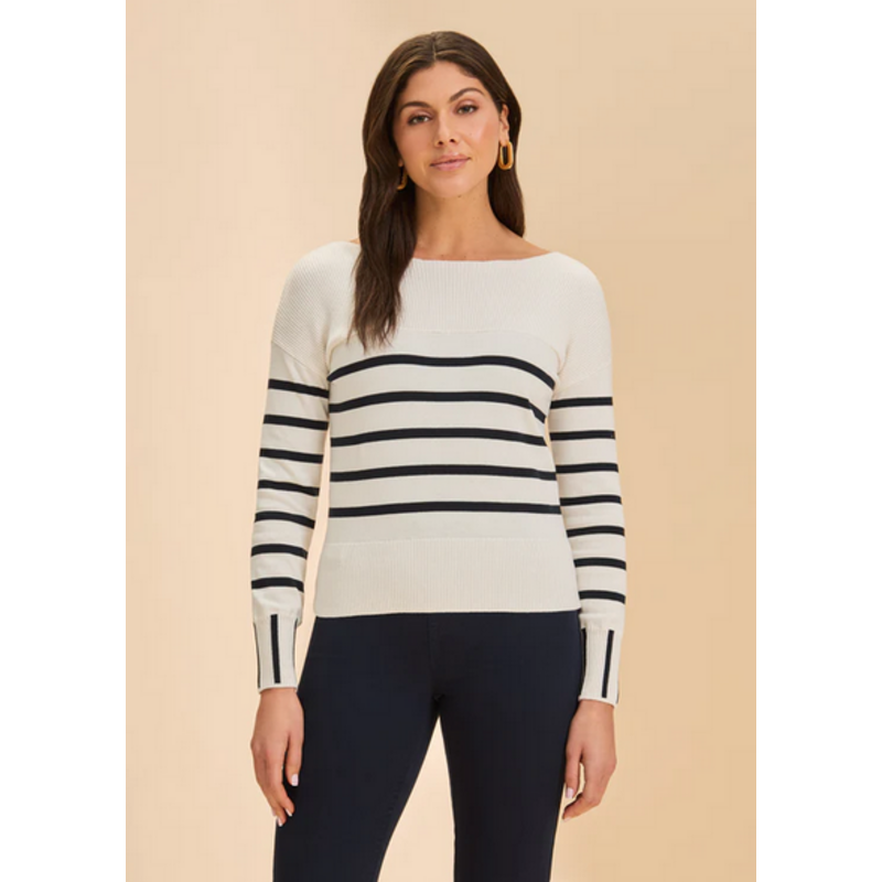 FDJ FDJ 26E 1955314 TOP RAYURES CREME/NAVY