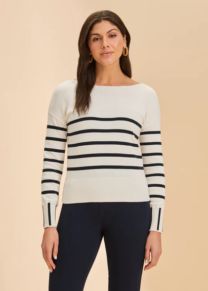 FDJ FDJ 26E 1955314 TOP RAYURES CREME/NAVY