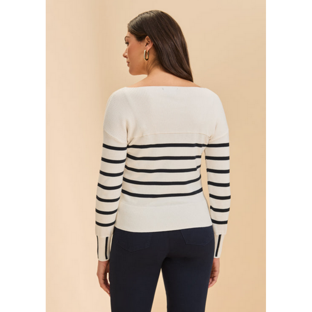 FDJ FDJ 26E 1955314 TOP RAYURES CREME/NAVY