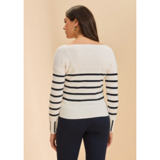 FDJ FDJ 26E 1955314 TOP RAYURES CREME/NAVY