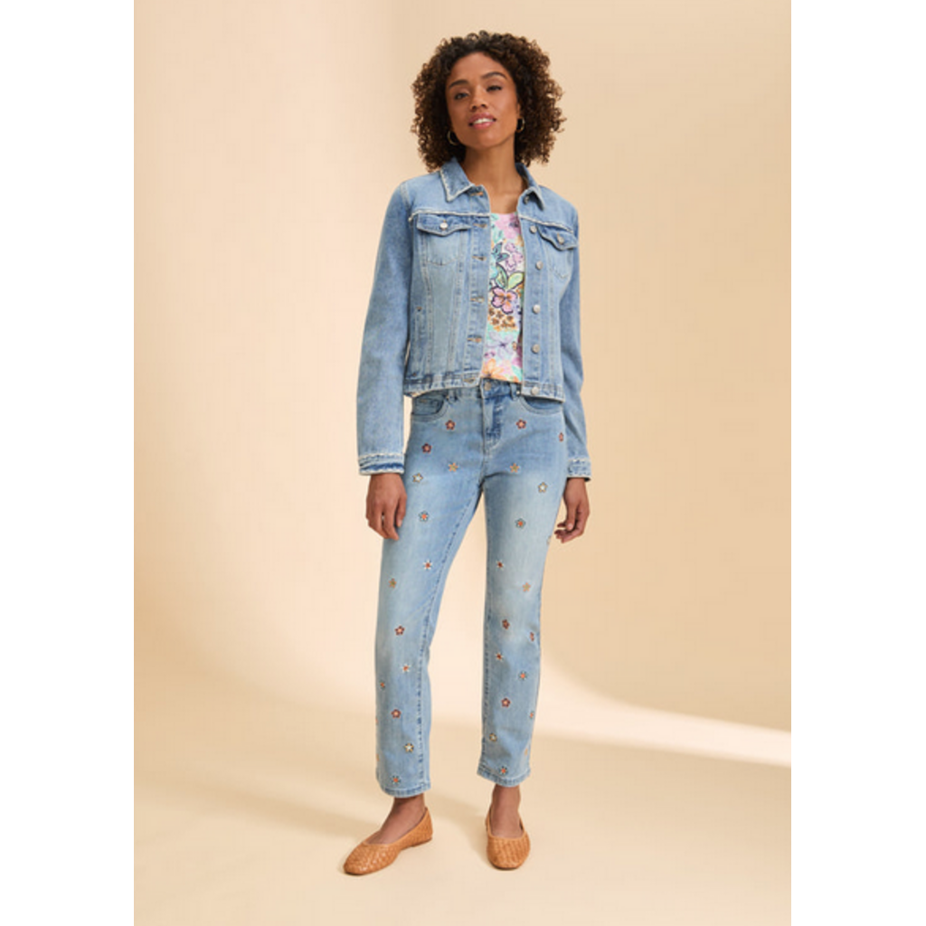 FDJ FDJ 26E 1450632 EMBROIDERED DENIM JACKET PALE WASH