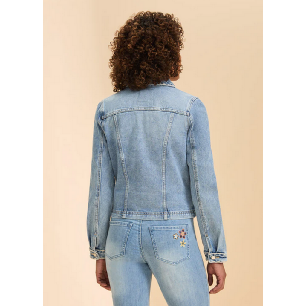 FDJ FDJ 26E 1450632 EMBROIDERED DENIM JACKET PALE WASH