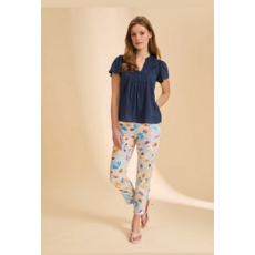 FDJ FDJ 26E 7044348 FLUTTER SLEEVE VNECK BLOUSE NAVY