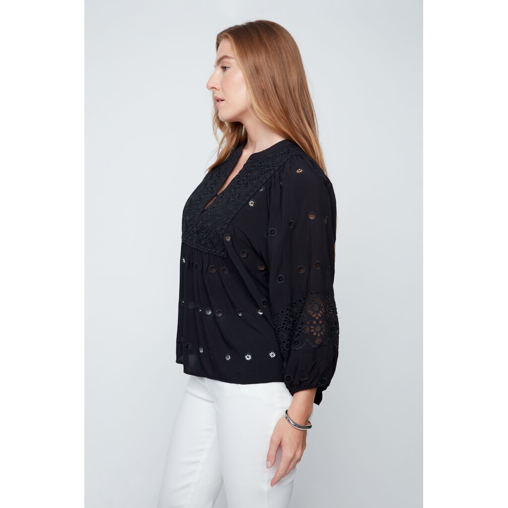 RENUAR RENUAR 26E BLOUSE BRODEE M BOUFFANTE NOIR