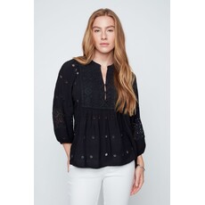 RENUAR RENUAR 26E BLOUSE BRODEE MANCHE BOUFFANTE NOIR
