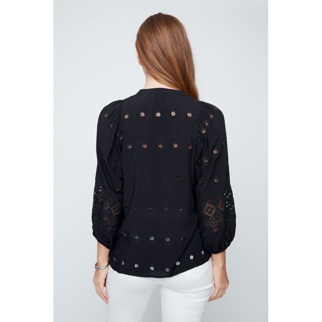 RENUAR RENUAR 26E BLOUSE BRODEE MANCHE BOUFFANTE NOIR