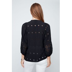 RENUAR RENUAR 26E BLOUSE BRODEE MANCHE BOUFFANTE NOIR