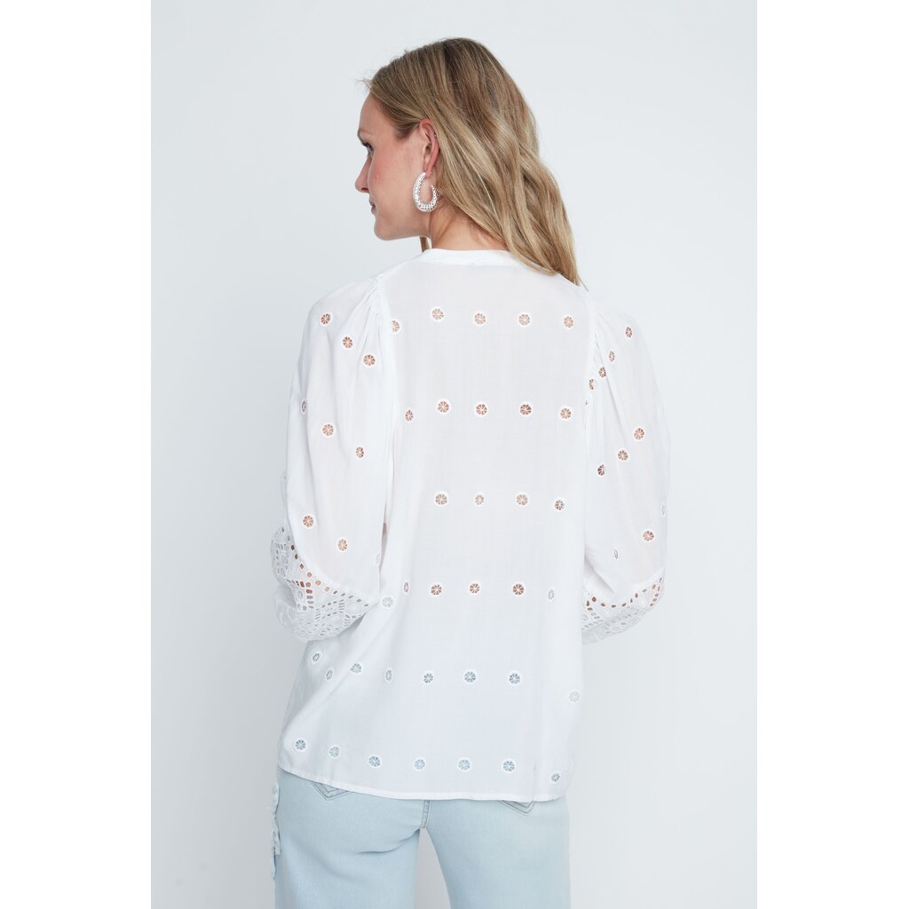RENUAR RENUAR 26E BLOUSE BRODEE MANCHE BOUFFANTE BLANC