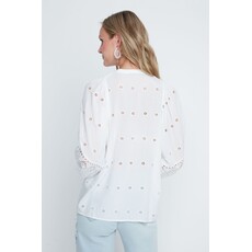 RENUAR RENUAR 26E BLOUSE BRODEE MANCHE BOUFFANTE BLANC