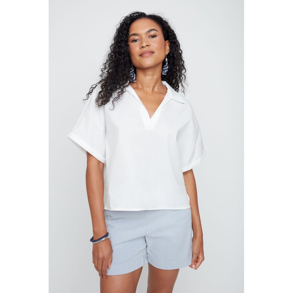 RENUAR RENUAR 26E BLOUSE COURTE DOS AJOURE CREME