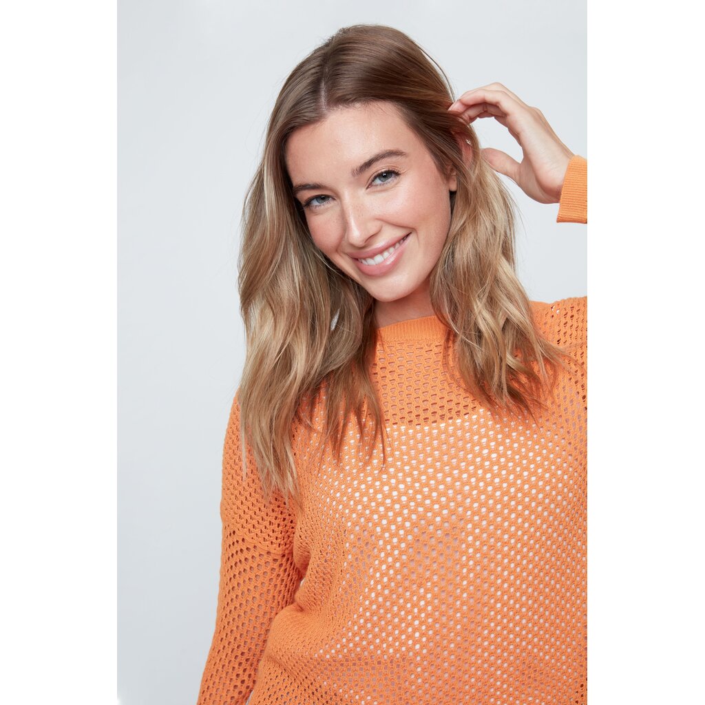 RENUAR RENUAR 26E TOP TRICOT AJOURE M LONGUES ORANGE