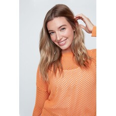 RENUAR RENUAR 26E TOP TRICOT AJOURE M LONGUES ORANGE