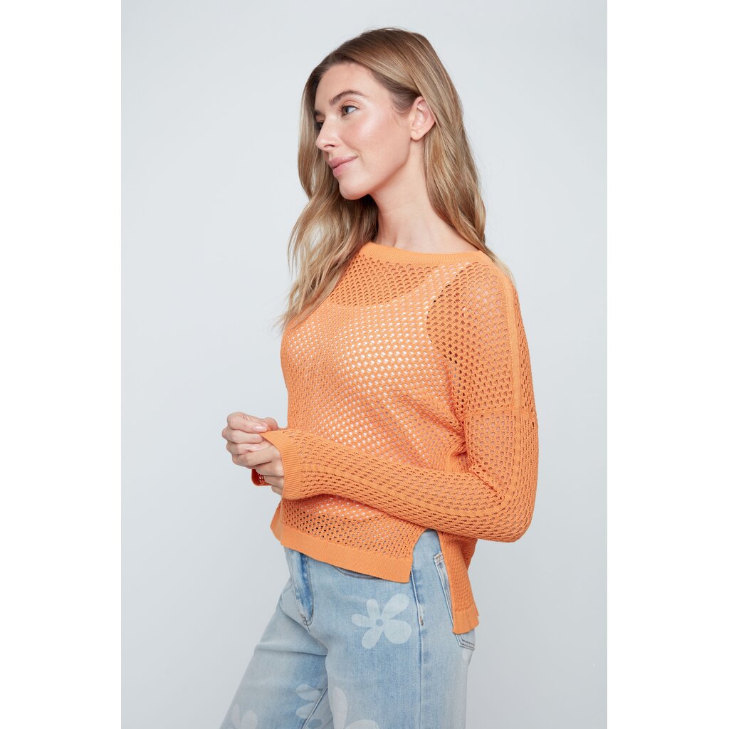 RENUAR RENUAR 26E TOP TRICOT AJOURE M LONGUES ORANGE