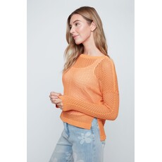 RENUAR RENUAR 26E TOP TRICOT AJOURE M LONGUES ORANGE