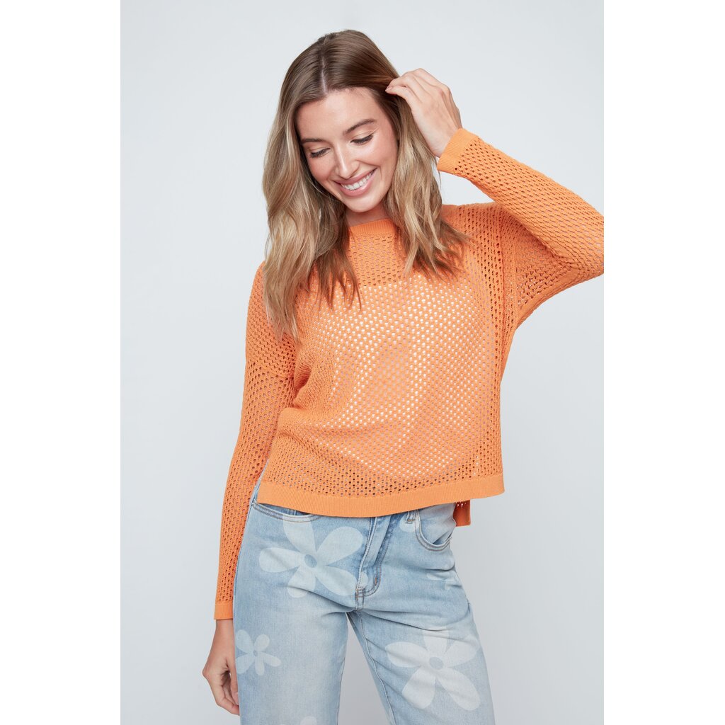 RENUAR RENUAR 26E TOP TRICOT AJOURE M LONGUES ORANGE