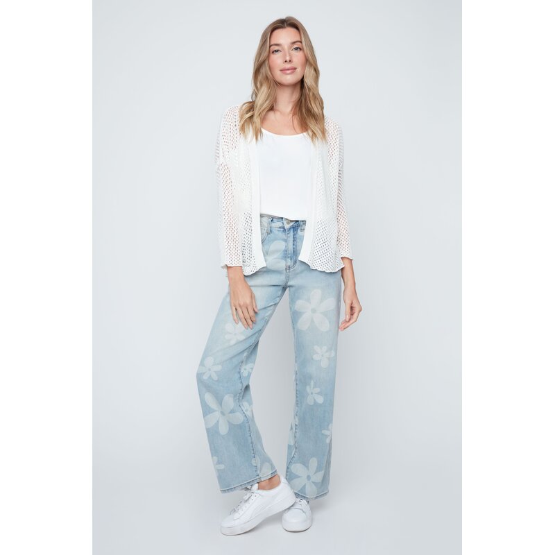 RENUAR RENUAR 26E VESTE TRICOT AJOURE CREME