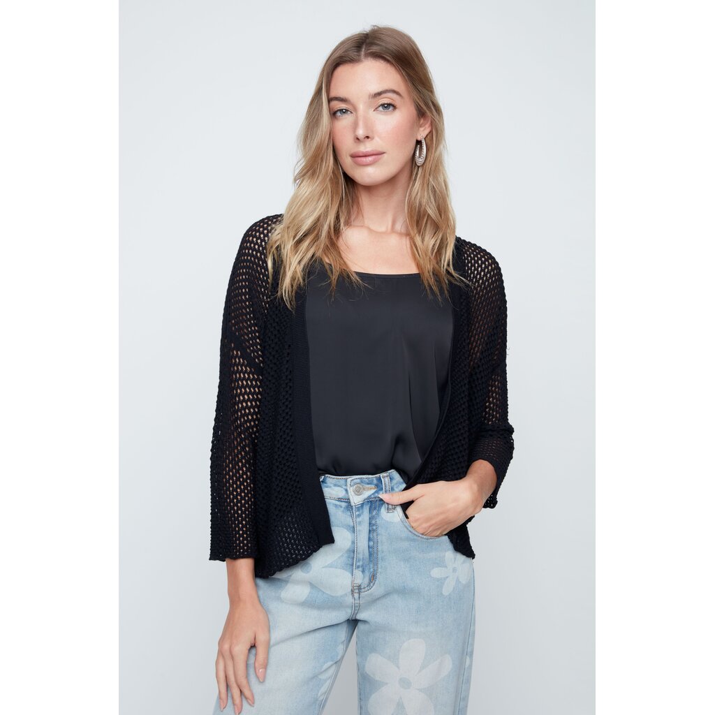 RENUAR RENUAR 26E VESTE TRICOT AJOURE NOIR