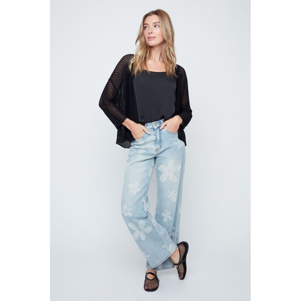 RENUAR RENUAR 26E VESTE TRICOT AJOURE NOIR