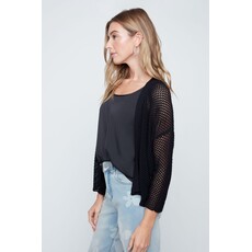 RENUAR RENUAR 26E VESTE TRICOT AJOURE NOIR