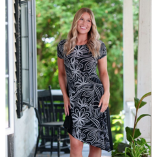 RIEN NE SE PERD TOUT SE CREE RIEN NE SE PERD 26E ROBE KIR ROYAL FLORAL NOIR/BLANC