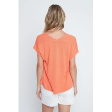 RENUAR RENUAR 26E TOP TRICOT CARRE MANCHES COURTES SORBET